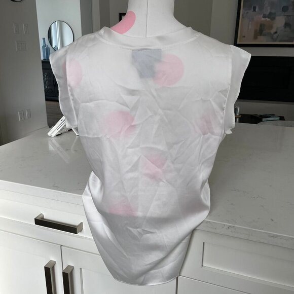 DKNY Neutral Scoop Neck Cap Sleeve Polyester Top White Sz S - Picture 4 of 8